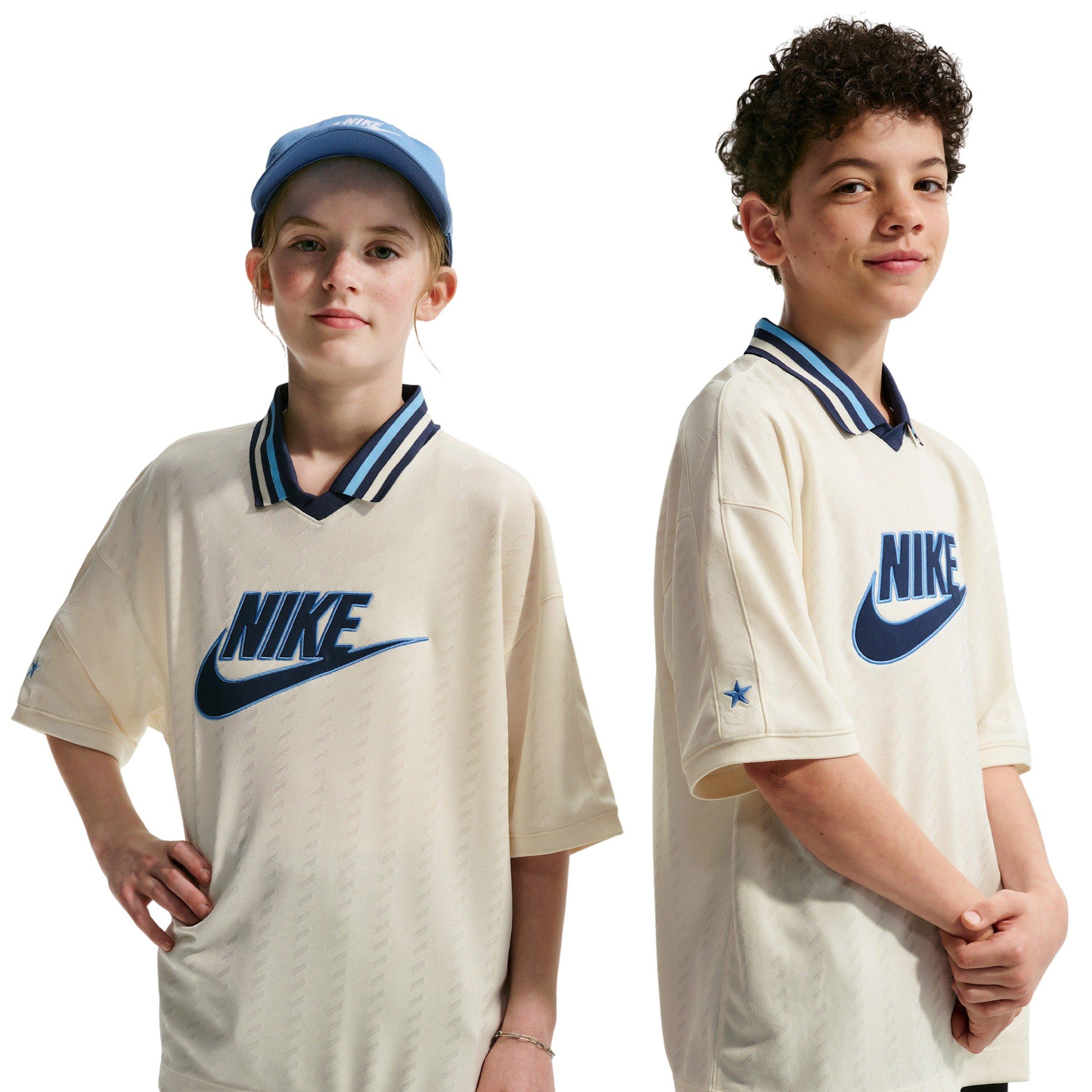 Nike Big Kids' Sportswear Short Sleeve Jersey - Beige/Navy - BEIGE/NAVY